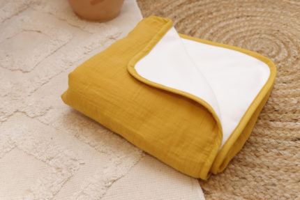 Couverture plaid jaune gaze de coton