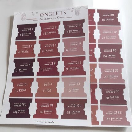 Onglets Coran rose