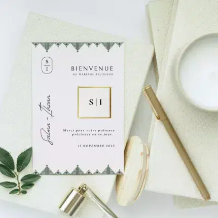 Carte de remerciement mariage henna chocolat