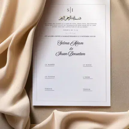 Certificat de mariage religieux musulman
