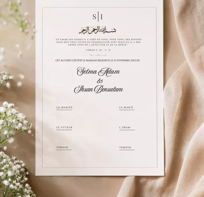 Certificat de mariage religieux musulman 1